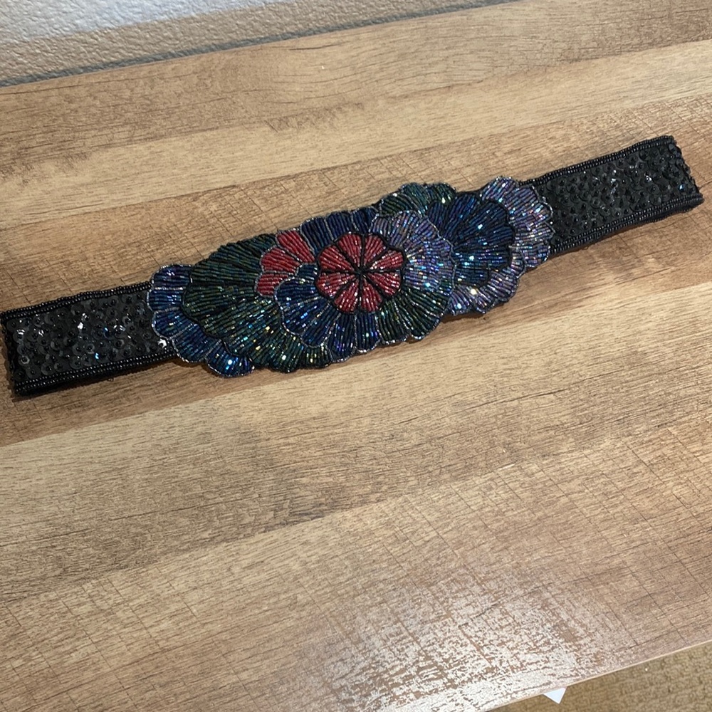 Vintage Sequin Satin/Rayon Belt by MILOR